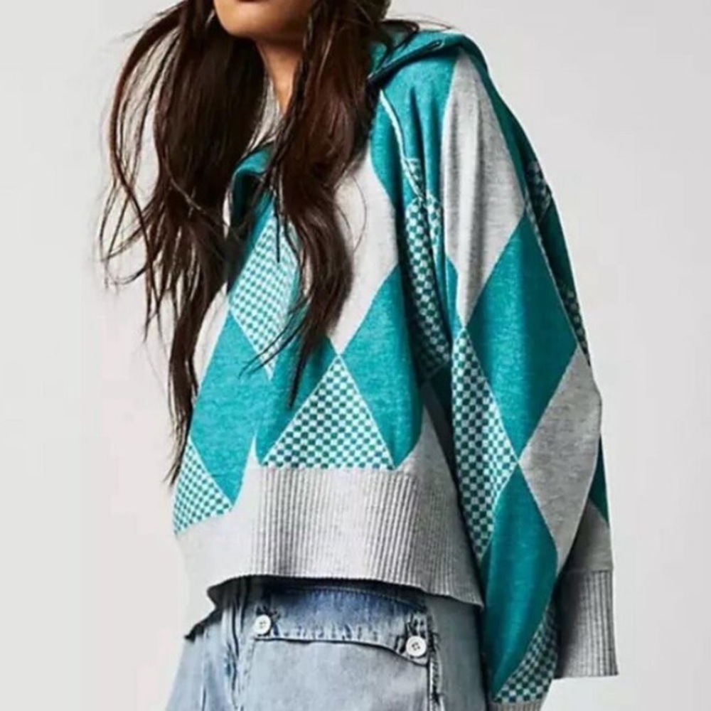 FREE PEOPLE | Lucy Half Zip Pullover Maui Grey Combo